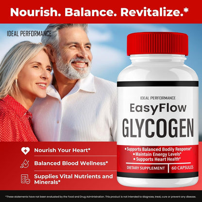 Easy Flow Glycogen Support Capsules – Official Formula Glycogen Support EasyFlow Pills, Maximum Strength, Glyco Optimiser for Overall Health (60 Capsules)