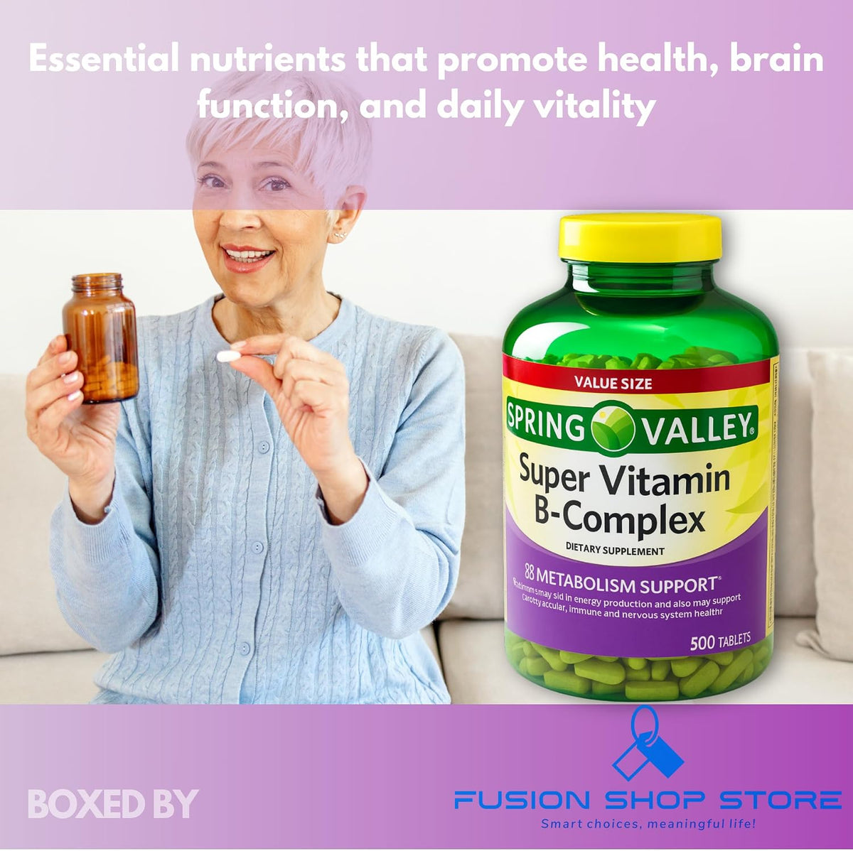 Super Vitamin B Complex Tablets, 500 Count - görsel 2
