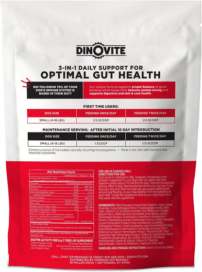 Dinovite Probiotics for Dogs, Probiotic Powder Food Topper for Small Dogs (0.5-8 kg), Daily Digestive Health & Skin Support with Omega-3s, 30 Servings
