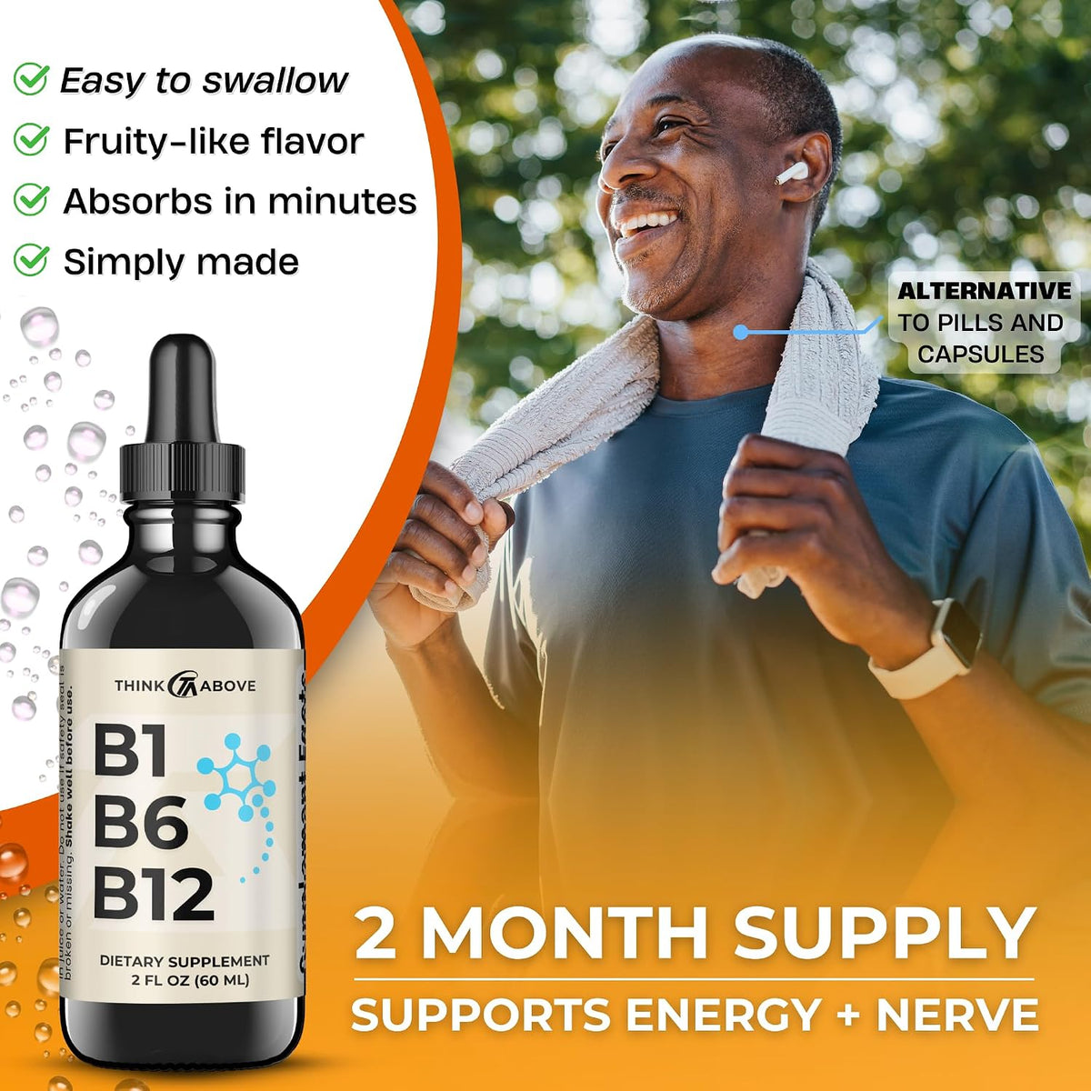 Think Above B1 B6 B12 Liquid Drops - Fruity Flavour - 60 ml (60-Day Supply) - görsel 6