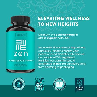 WellPath Zen Stress Relief Supplement + Mood Support (180 Capsules)