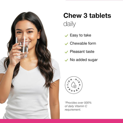 Dr. Schulze's Super-C Plus - High-Potency Vitamin C Supplement with Superfoods - 60 Chewable Tablets (20 Servings)