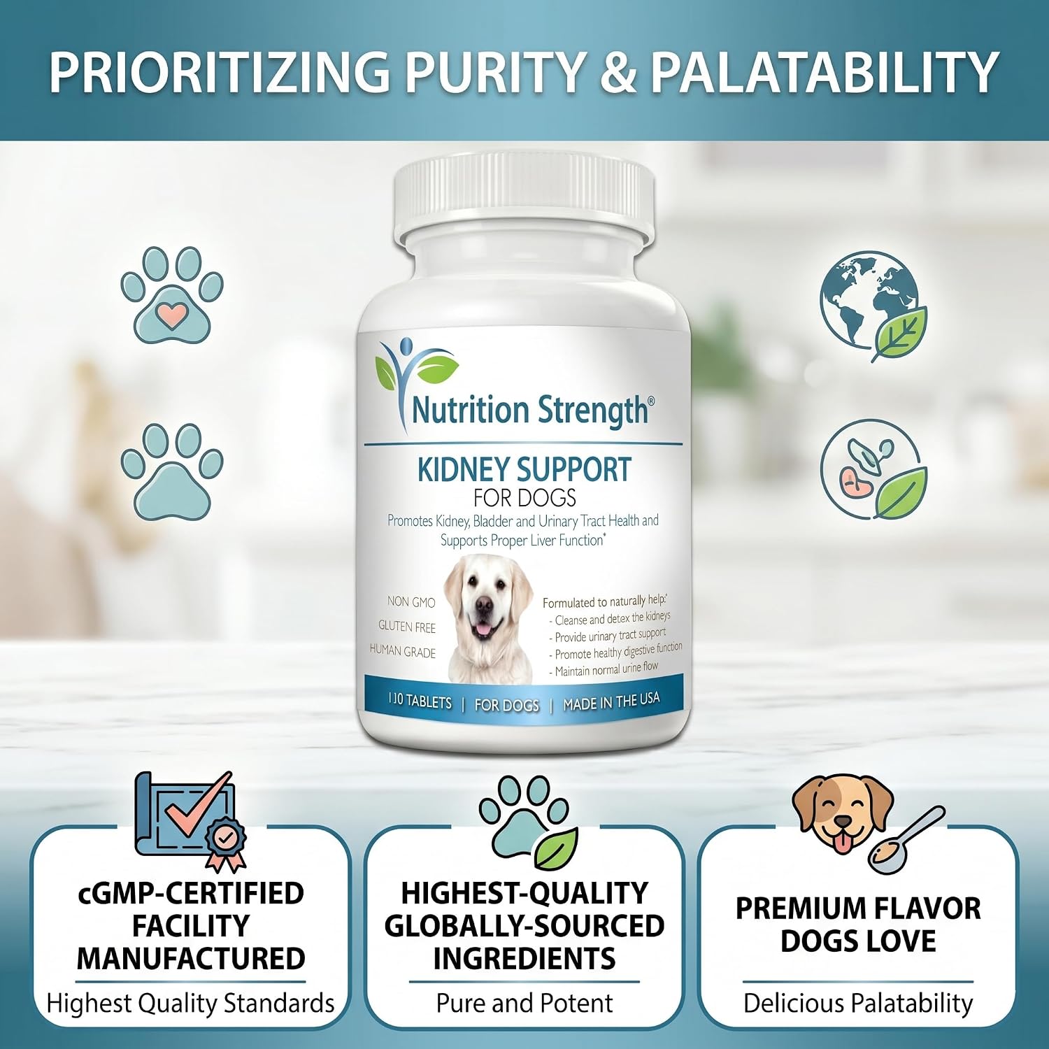 Kidney Support for Dogs – Organic Cranberry & Astragalus – Renal, Bladder & Urinary Tract Health Supplement – 120 Chewable Tablets - görsel 6