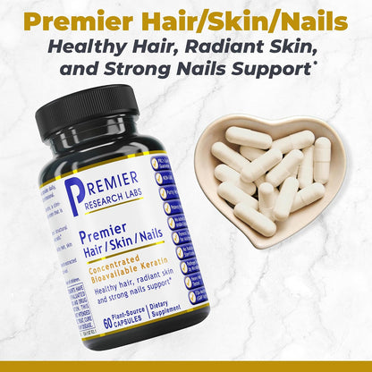 Premier Research Labs Premier Hair, Skin & Nails – Hair Growth Supplement for Women & Men with Keratin, Beauty from Within – – Image 2