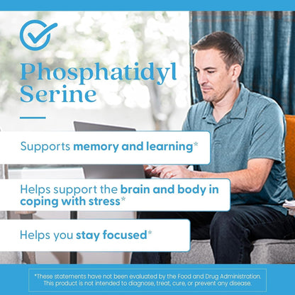 Doctor's Best Phosphatidylserine Supplement 100 mg - Phosphatidyl Serine Capsules for Memory & Cognitive Support, Gluten Free, Vegan - 120 Veg Caps