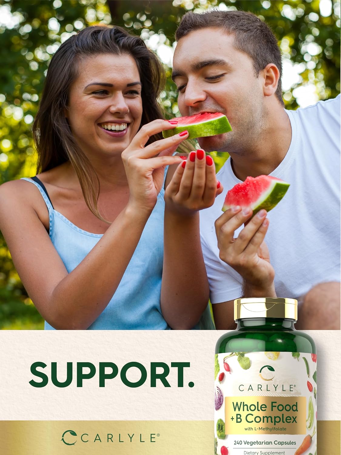 Carlyle Vitamin B Complex Whole Foods Blend | 240 Capsules | with B1, B2, B6, B12, Biotin, Niacin, and Methylfolate | Vegetarian, Non-GMO & Gluten-free Supplement - görsel 7