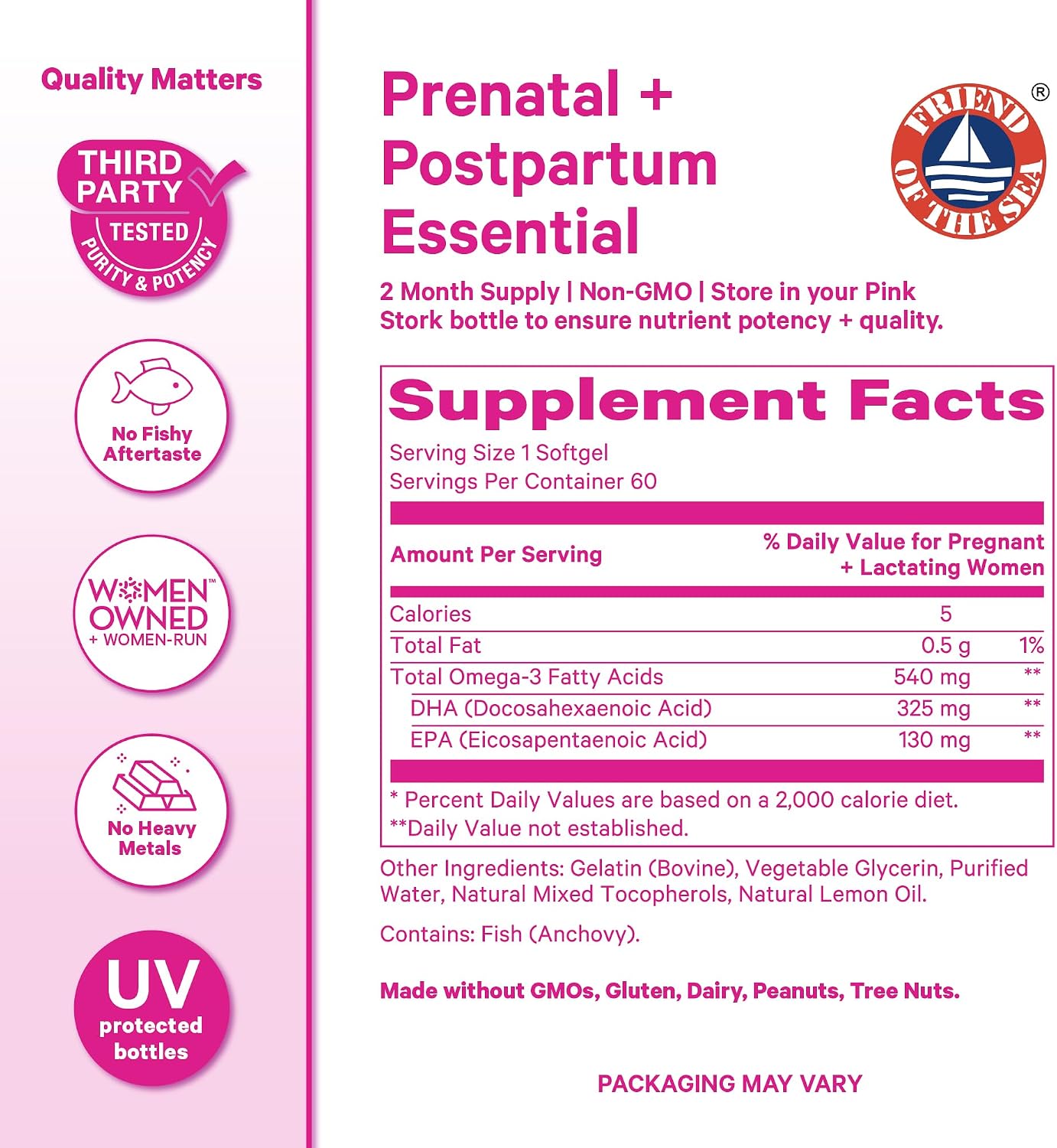 Pink Stork Omega-3 DHA - 540 mg Fish Oil Supplement with DHA and EPA for Antenatal and Postnatal Support - 60 Soft Capsules - görsel 6