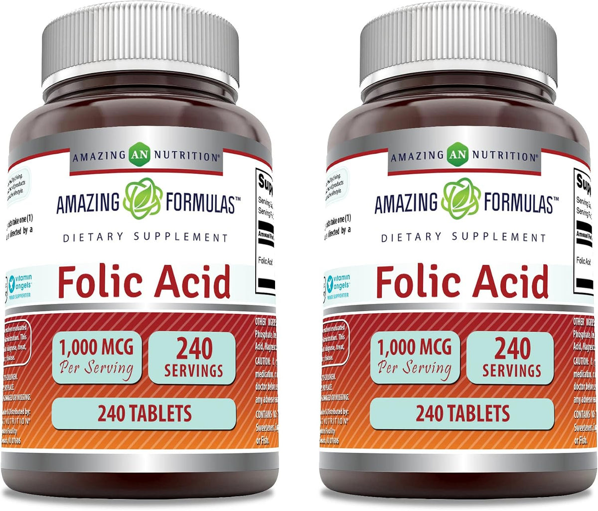 Amazing Formulae Folic Acid 1000 mcg (1 mg) Tablets, 240 Tablets (3 Pack) - görsel 7