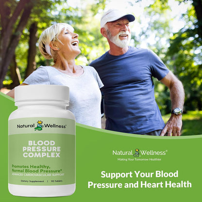 Blood Pressure Complex – Herbal & Nutrient Blend for Healthy Blood Pressure, Circulation, Heart Function and Stress Support – Maintains Normal Blood Flow – 90 Tablets