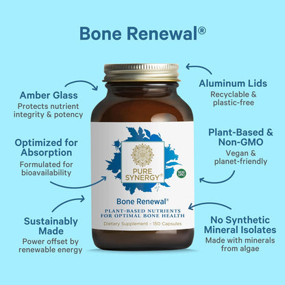 PURE SYNERGY Bone Renewal | Bio-available Calcium with Cofactors | Natural, Vegan Supplement with Vitamin D3, K2, Magnesium & Boron | for Lasting Bone Strength (150 Capsules)