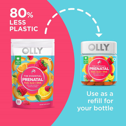 OLLY Prenatal Multivitamin Gummy - Folic Acid + DHA, 80 Gummies (40-Day Supply)