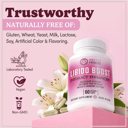 Pretty Privates Libido Booster for Women – Herbal Blend with Maca, Ginseng & L-Arginine – 60 Capsules