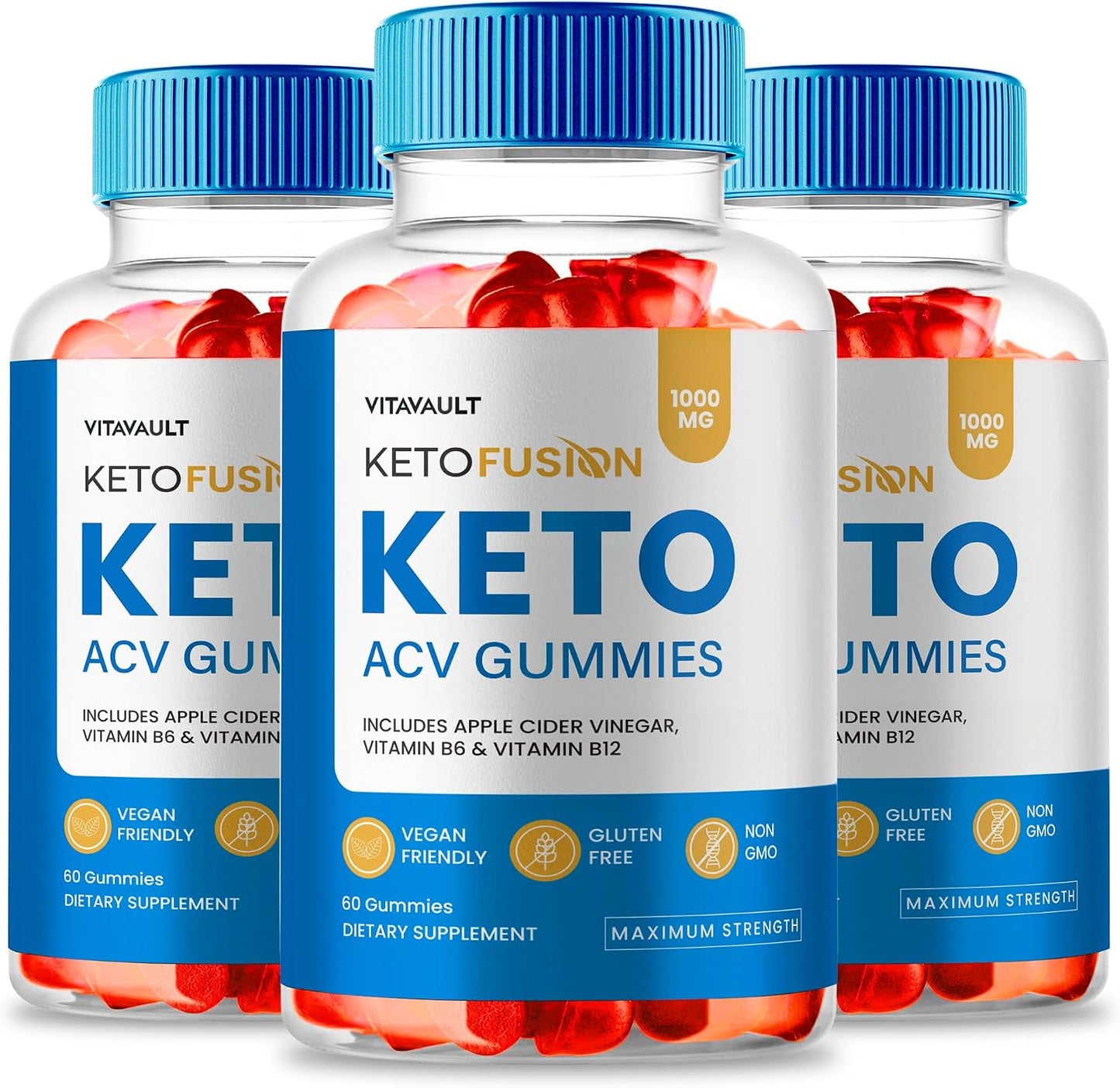 Keto Fusion ACV Gummies - Maximum Strength 1000mg with Vitamin B12 & Pomegranate (3 Pack) - görsel 1
