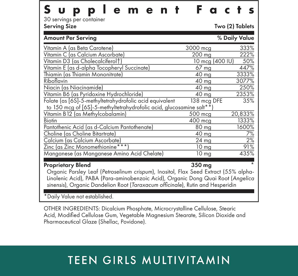 Michael's Health Naturopathic Programmes Teen Girls Multivitamin - 60 Vegetarian Tablets - With B Complex Vitamins & Female Herbal Blend - Kosher - 30 Servings - görsel 2