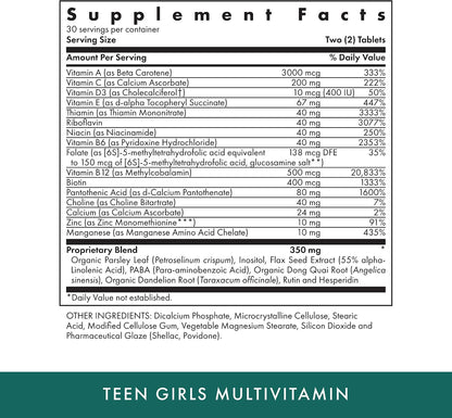 Michael's Health Naturopathic Programmes Teen Girls Multivitamin - 60 Vegetarian Tablets - With B Complex Vitamins & Female Herbal Blend - Kosher - 30 Servings