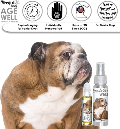 The Blissful Dog Bulldog Age Well Dog Aromatherapy Roll-On Bottle for Your Dog's Peaceful Ageing