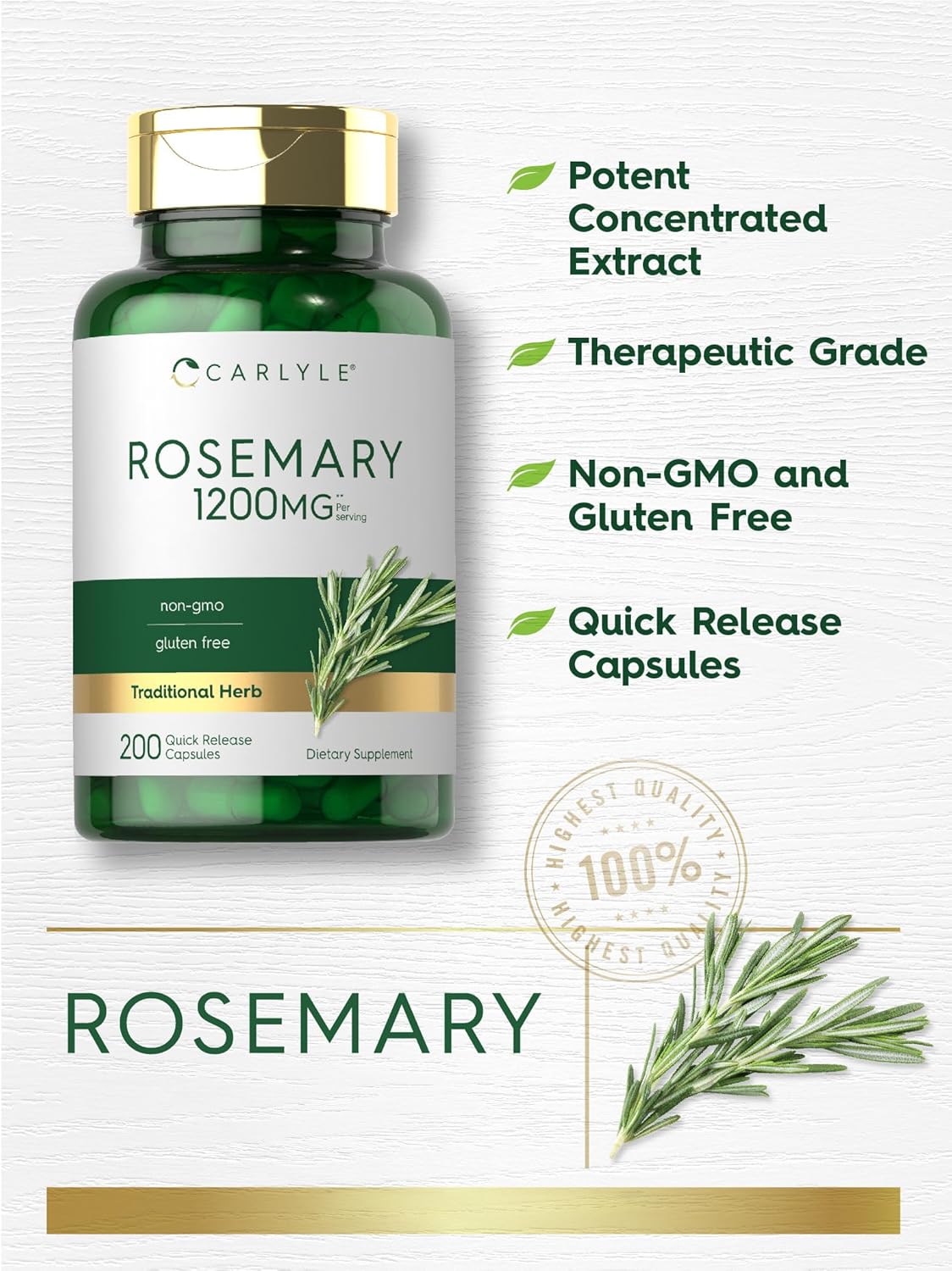 Carlyle Rosemary Capsules, 200 Count - görsel 3