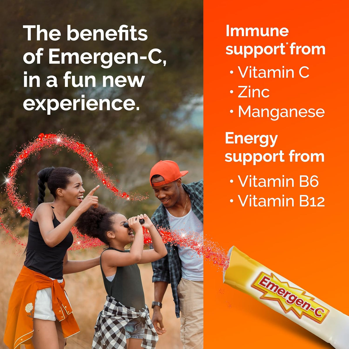 Emergen-C Kidz Crystals, On-the-Go Immune Support Supplement with Vitamin C, B Vitamins, Zinc and Manganese, Sparkly Strawberry - 56 Stick Packs - görsel 4