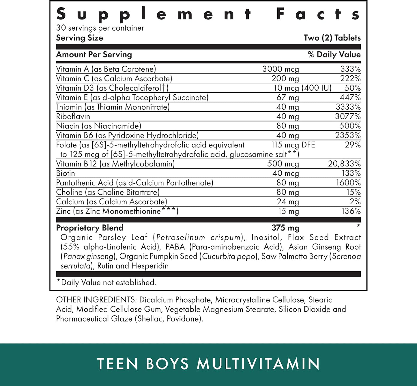 Michael's Health Naturopathic Programmes Teen Boys Daily Multivitamin - 60 Vegetarian Tablets - görsel 2