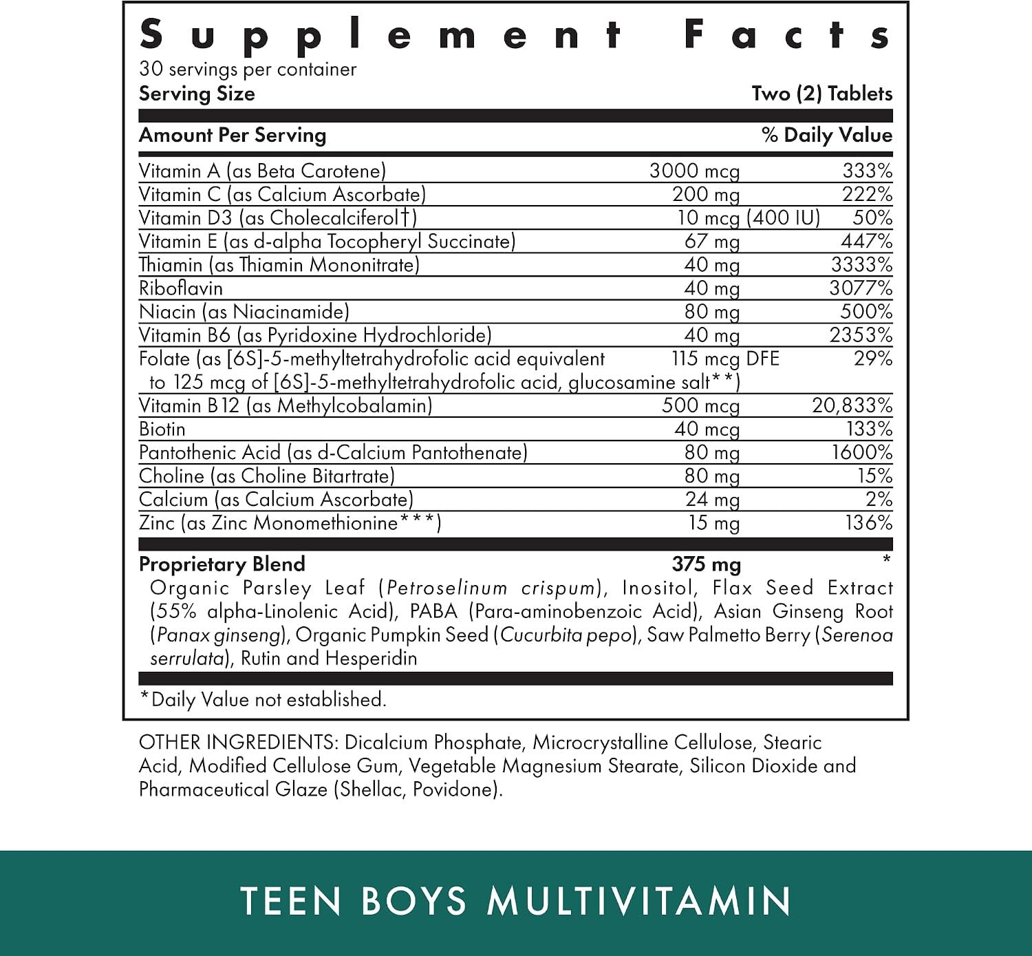 Michael's Health Naturopathic Programmes Teen Boys Daily Multivitamin - 60 Vegetarian Tablets - görsel 2
