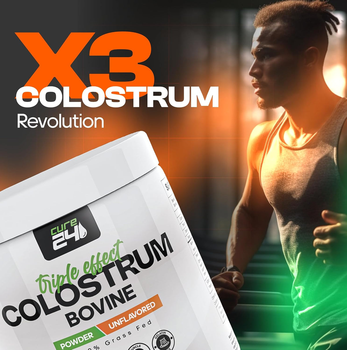 Cure24 Bovine Colostrum X3 Powder - Grass Fed, High IgG, Probiotic & Prebiotic, Unflavoured - görsel 7