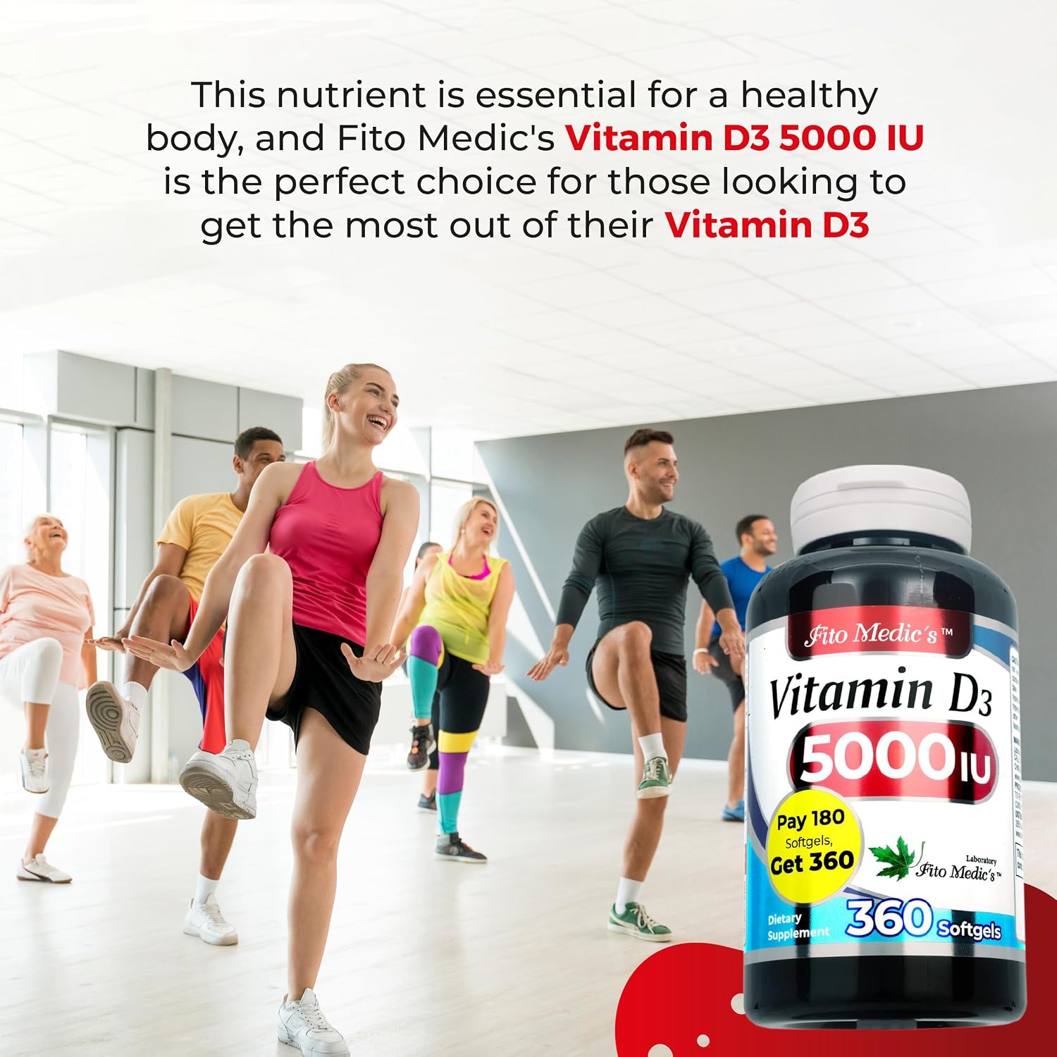 FITO MEDIC'S Vitamin D3 5000 IU - 360 Softgels for Immune and Bone Health Support - görsel 4