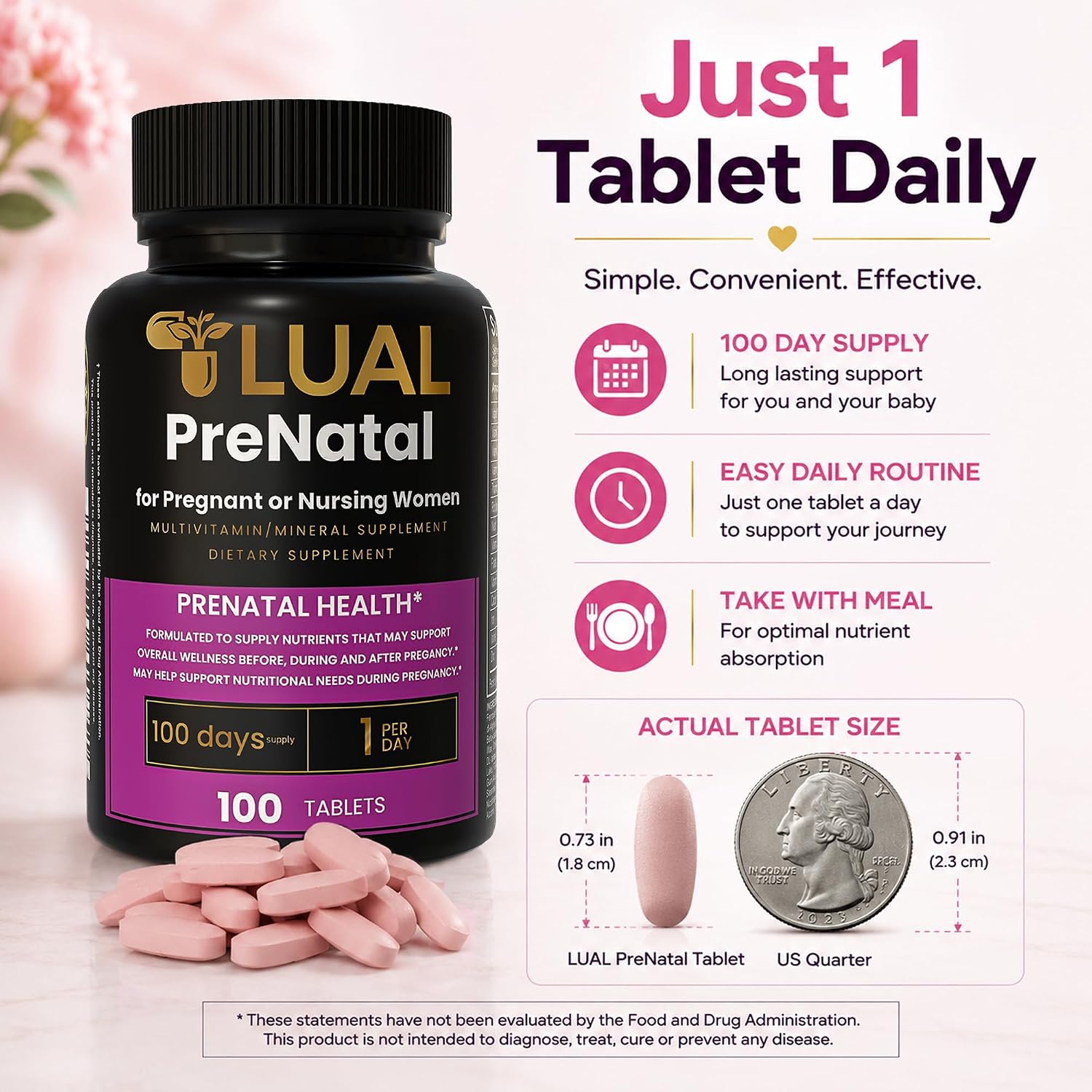 LUAL Prenatal Multivitamin with Folic Acid & Iron | 100 Tablets - görsel 8