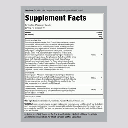 Piping Rock Fruits and Veggies Food Supplement | 60 Capsules | Superfood Vitamins | with Antioxidant Formula and Prebiotic Blend | Vegan, Non-GMO, Gluten-Free