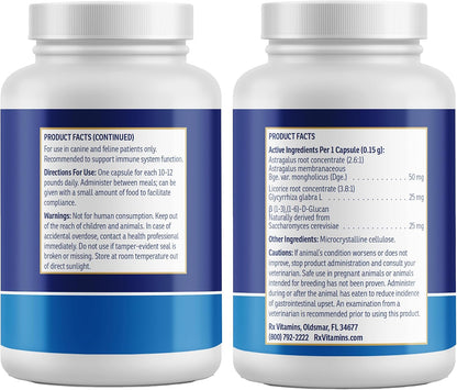 Rx Vitamins GlucaMune – Immune Support Supplement with Beta Glucan for Dogs and Cats (90 Capsules)