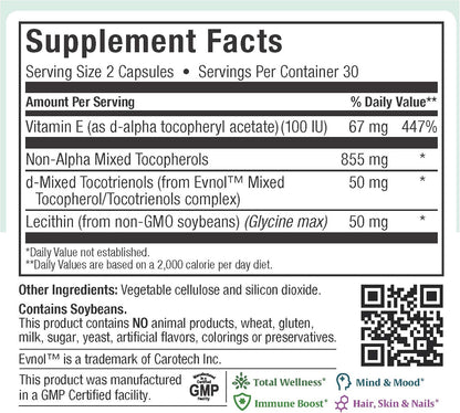 Maxi Health Premium E Complete - 200 IU Vitamin E Supplement - 60 Capsules (Gluten Free, Kosher)