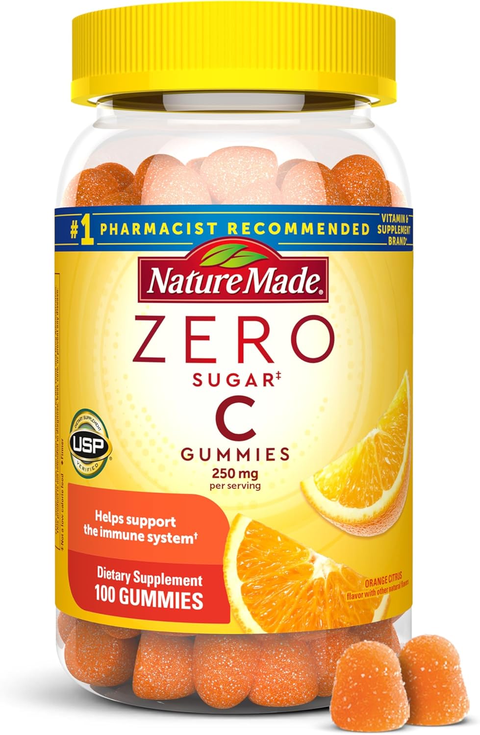 Nature Made Zero Sugar Vitamin C Gummies 250 mg, 100 Gummies (50-Day Supply) - görsel 1