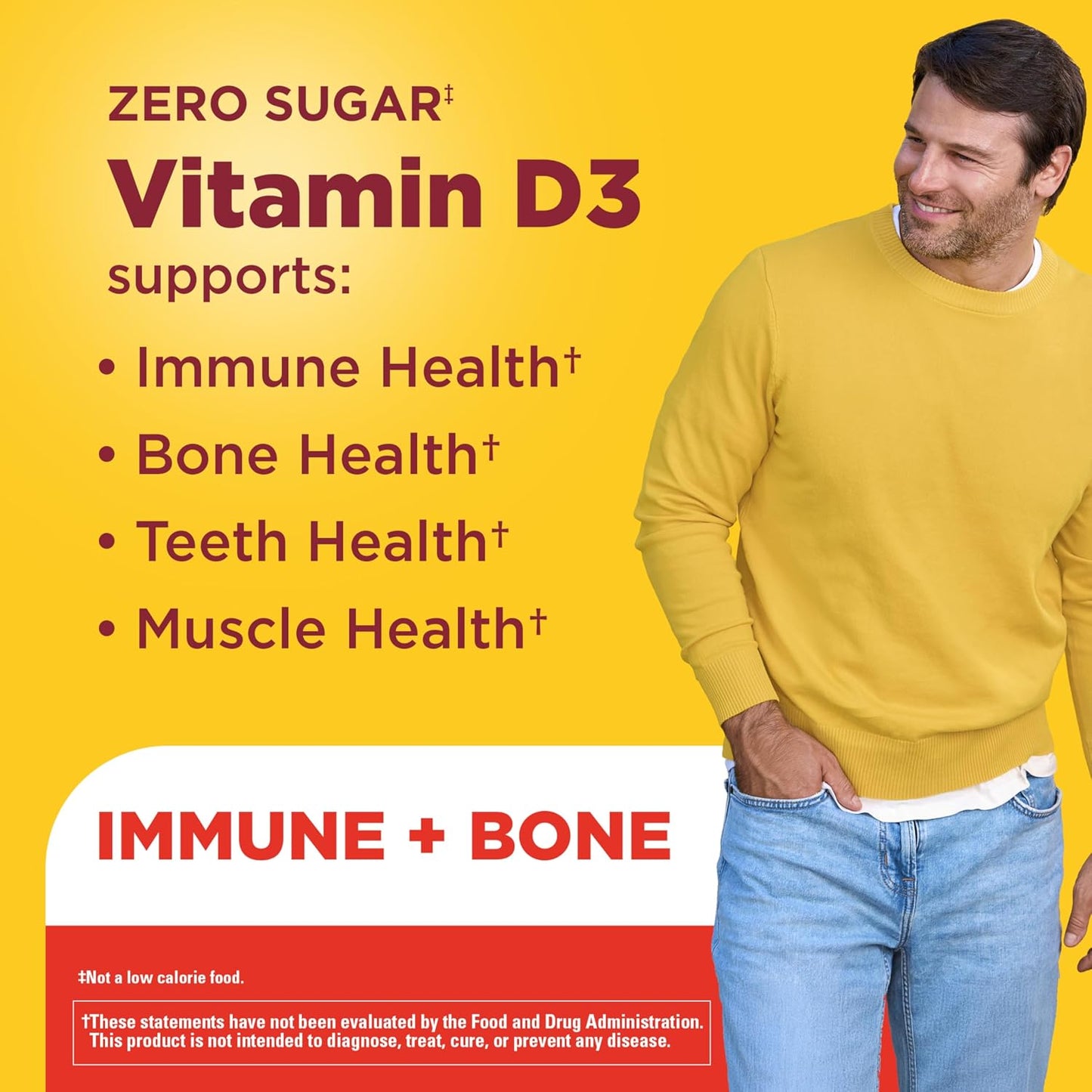 Nature Made Zero Sugar Vitamin D3 Gummies 2000 IU (50 mcg) - 110 Count, 55-Day Supply - görsel 3