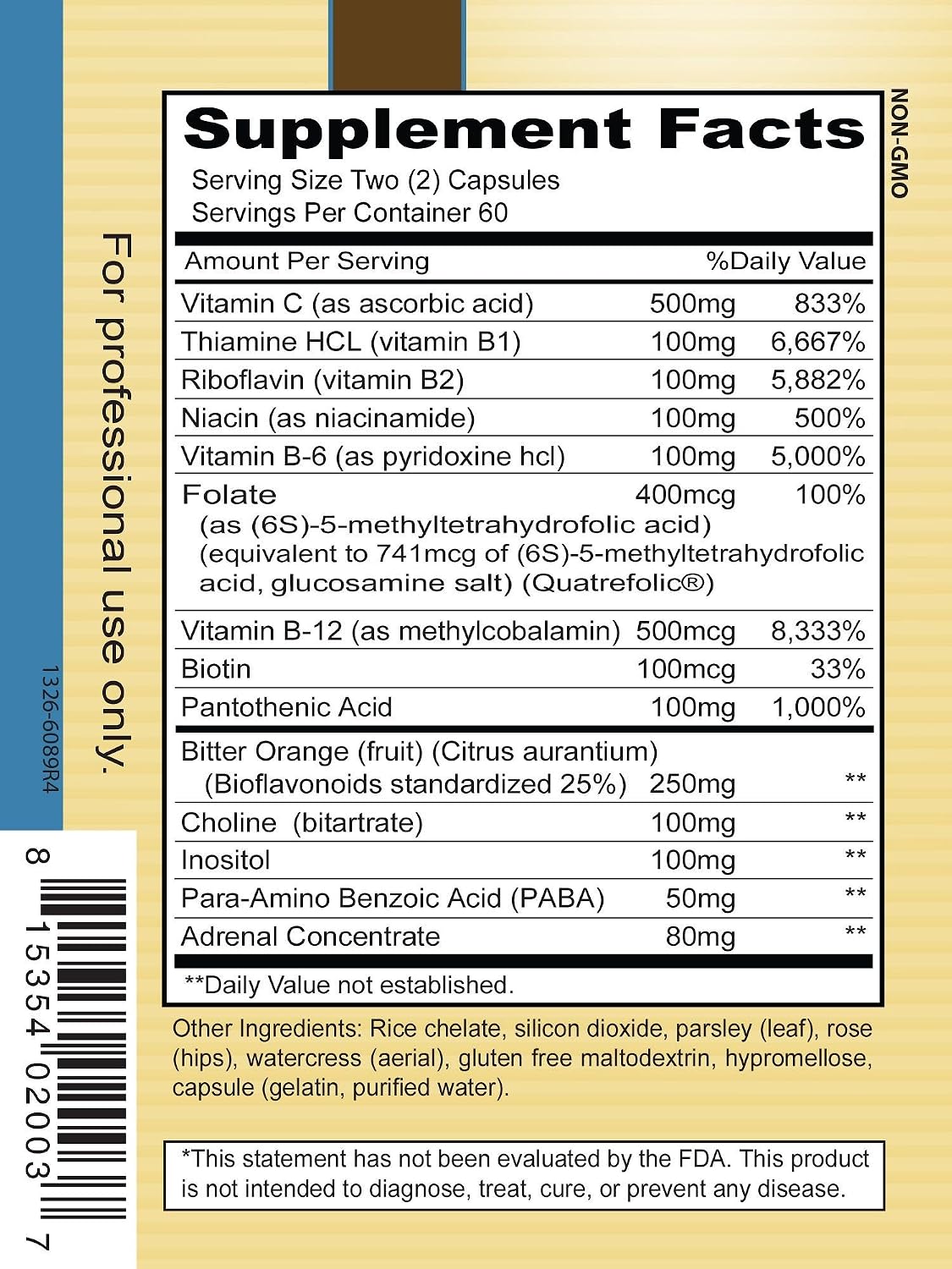 Priority One Stress B & C 120 Capsules – B Complex with Whole Gland Adrenal - görsel 3