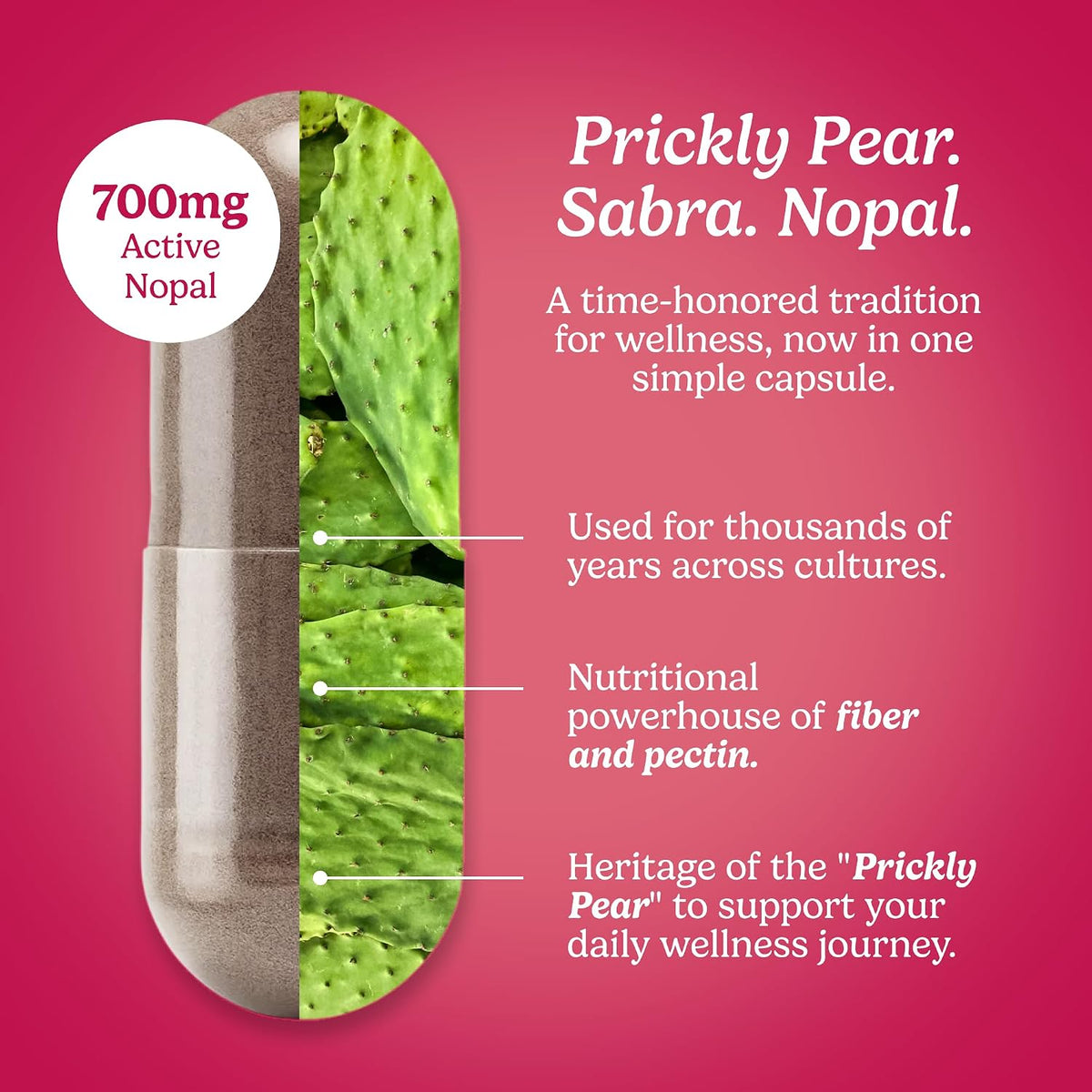 Santo Remedio Nopal, Sugar and Gluten-free Food Supplement, Prickly Pear Cactus Food Supplement, 700 mg, 180 Capsules, 90 Servings Per Container - görsel 3