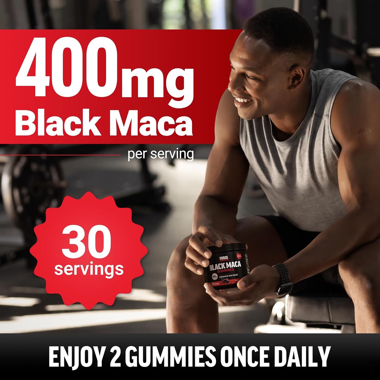 Force Factor Black Maca Gummies – Energy and Vitality Food Supplement with BioPerine and Selenium, 60 Gummies - görsel 5