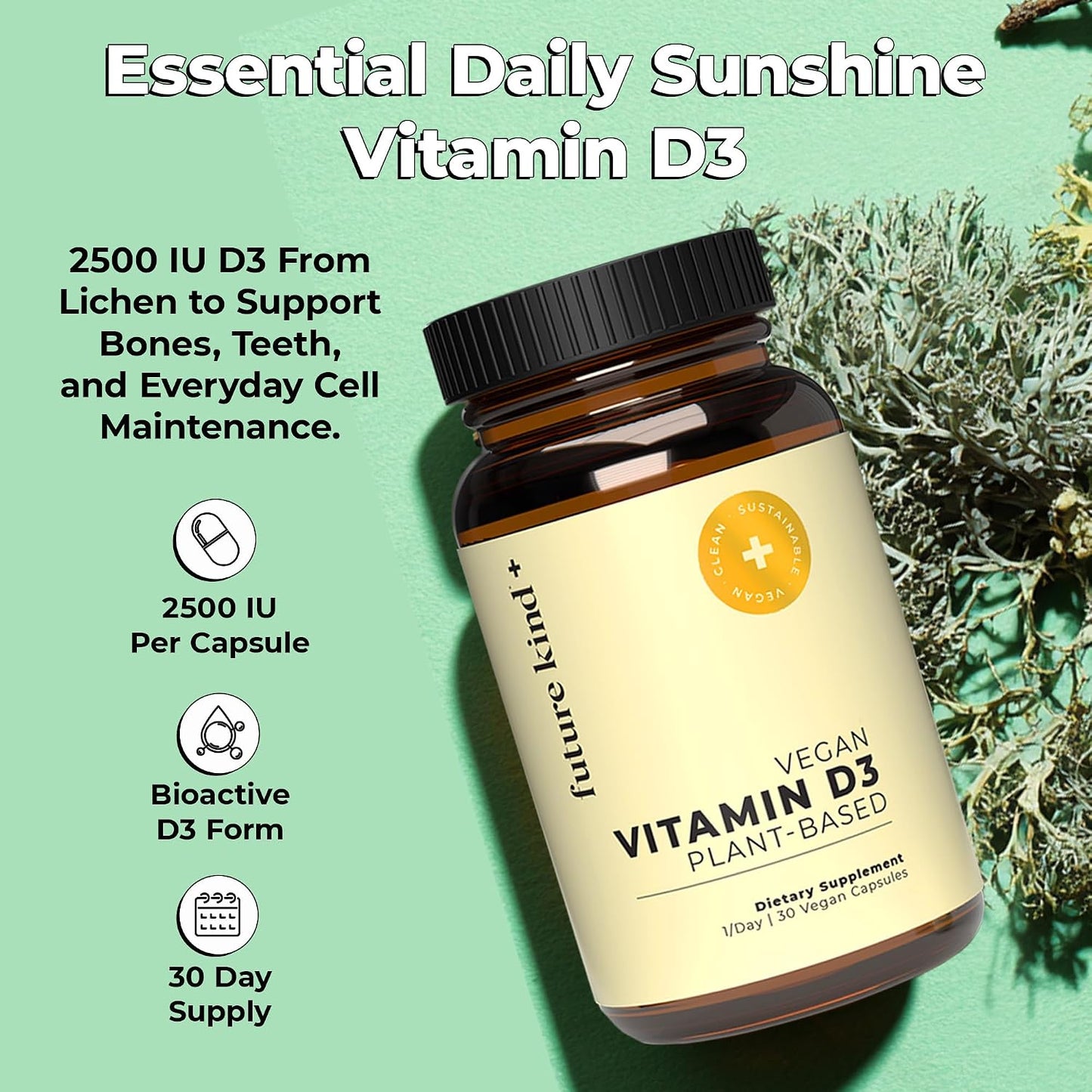 Future Kind Vegan Vitamin D3 2500 IU - 30 Capsules - görsel 2