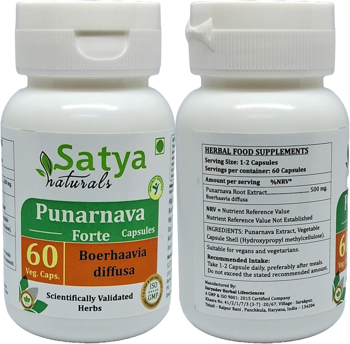 Punarnava Forte Capsule 500 mg - Ayurvedic Herbal Supplement (2 Bottles of 60 Capsules) - görsel 2
