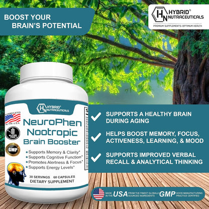 NeuroPhen Nootropics Brain Booster Supplement - Focus, Memory & Clarity Capsules
