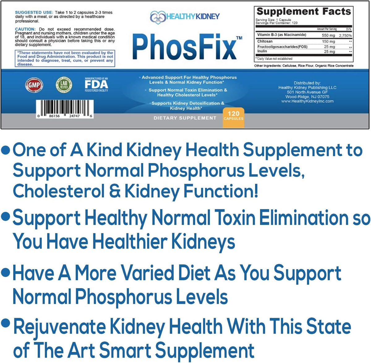 PhosFix 120 Capsules - Phosphorus Binder – FOS and Inulin: Prebiotic fibres that feed beneficial gut bacteria. A – Image 3
