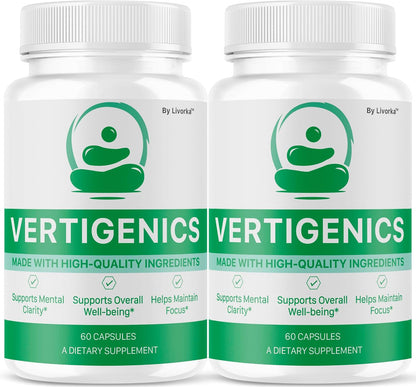 Vertigenics Advanced Formula Brain Health Support Capsules (2-Pack, 120 Capsules)