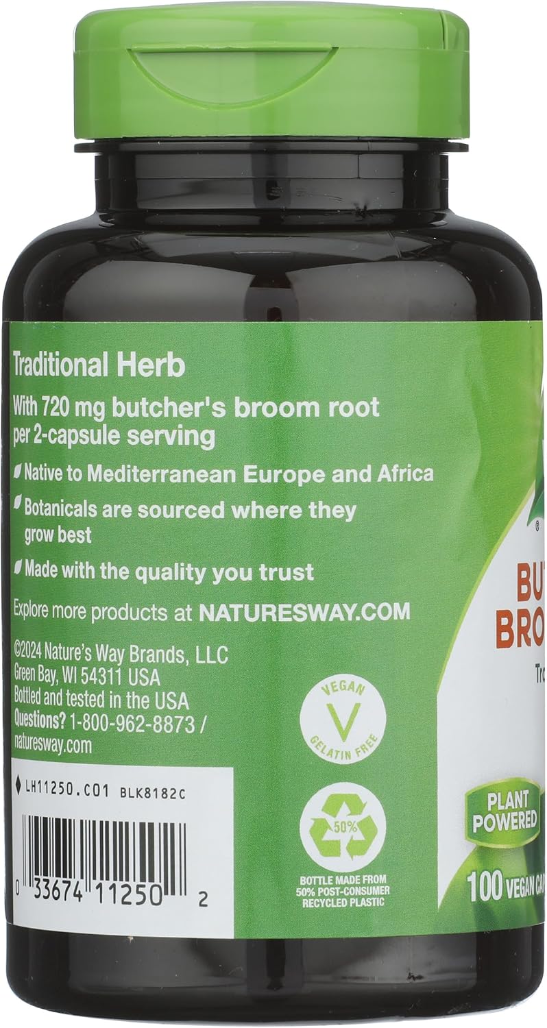 Nature's Way Butcher's Broom Root 470mg, 100 Capsules - görsel 4