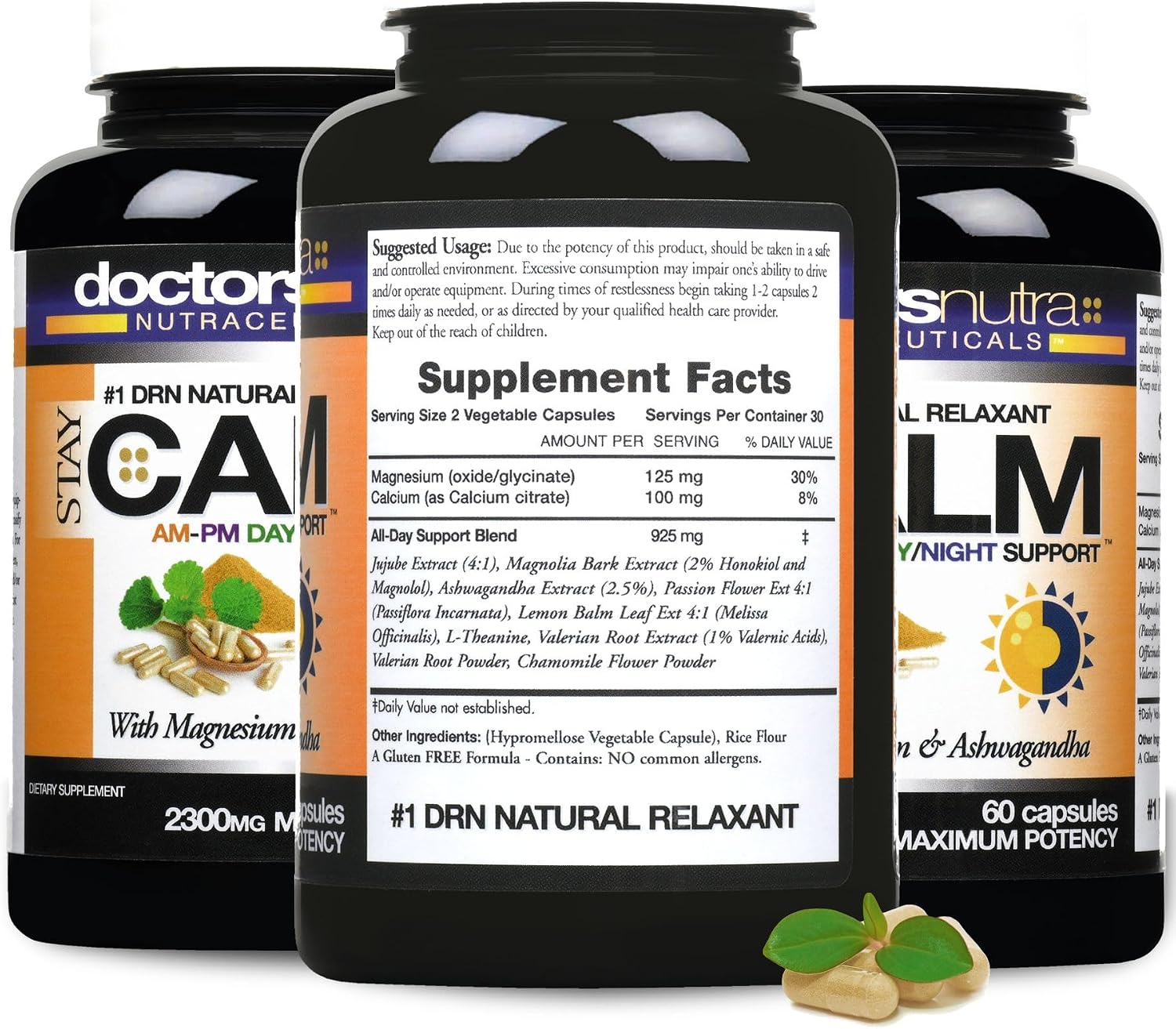 Stay-Calm Daytime-Night-time 24-Hour Support - Natural Relaxant Relief - Ashwagandha, L-Theanine and More (Pack of 3) - görsel 2