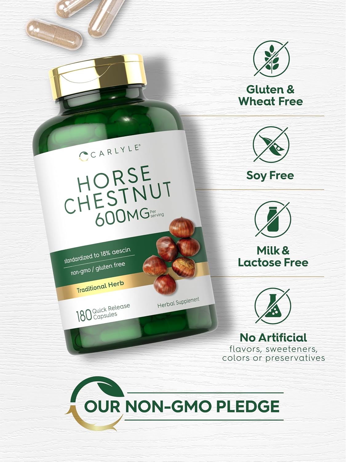 Carlyle Horse Chestnut Extract 600mg – 180 Capsules | Herbal Supplement - görsel 5