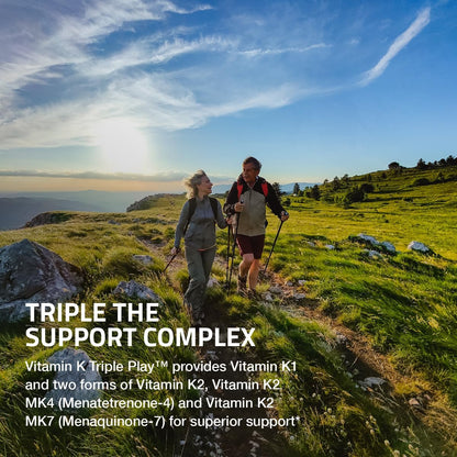 Bronson Vitamin K Triple Play - Full Spectrum Complex with K1, K2 MK4 & MK7, 180 Capsules