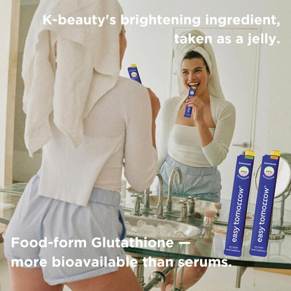 Natural Energy & Morning Vitality Jelly Stick - Daily Korean Skin care Supplement & Post-Alcohol Support with DHM & Glutathione - K-Beauty Inspired (White Grape Flavour, 10 Sticks)