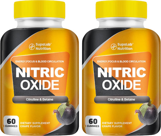 Nitric Oxide Supplements for Men - Citrulline Malate, Beta Alanine, Betaine - 120 Capsules