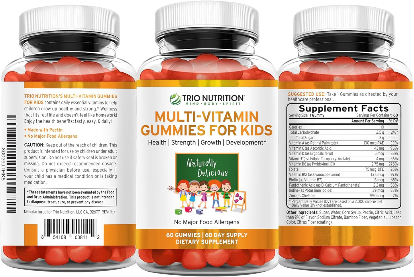 TRIO NUTRITION Premium Kids Multivitamin Gummies with Vitamin C & Zinc for Immune & Energy Support - görsel 2