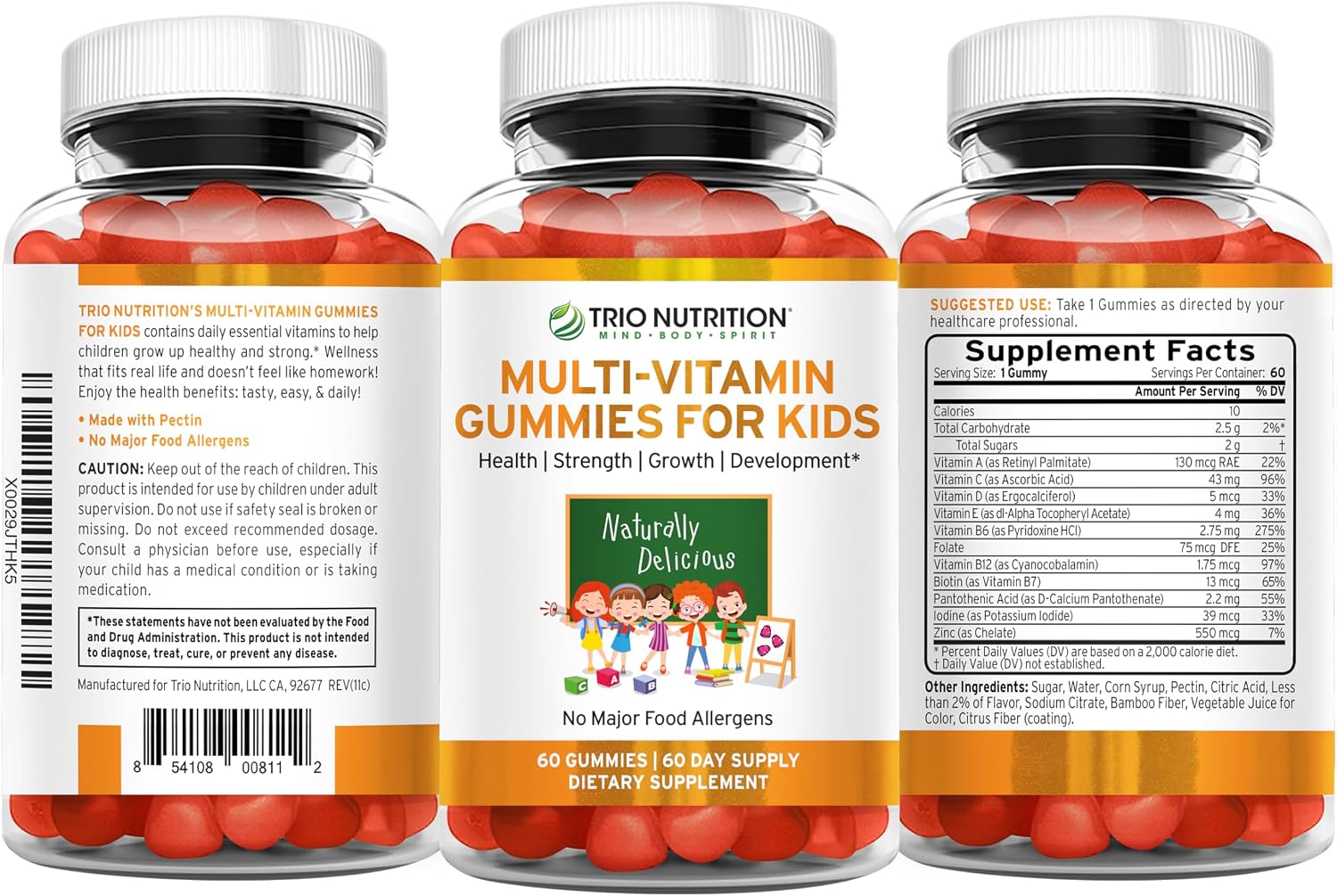 TRIO NUTRITION Premium Kids Multivitamin Gummies with Vitamin C & Zinc for Immune & Energy Support - görsel 2