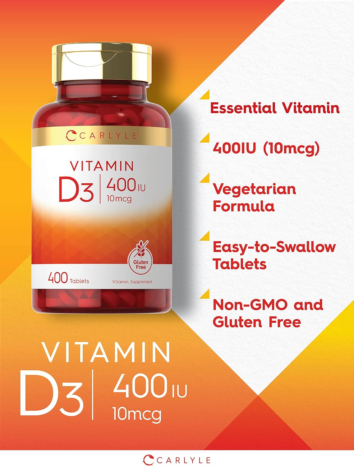 Carlyle Vitamin D3 400 IU (10 mcg) | 400 – Calcium Absorption: It aids in the absorption and utilisation of – Image 3