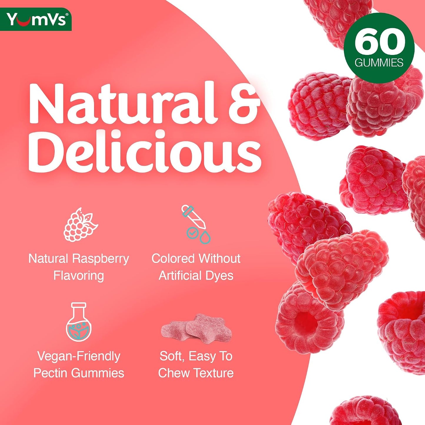 YUM-V'S Glucose Gummies – Fast Acting Chewable Gummies – Natural Berry Flavour – 60 Gummies - görsel 6